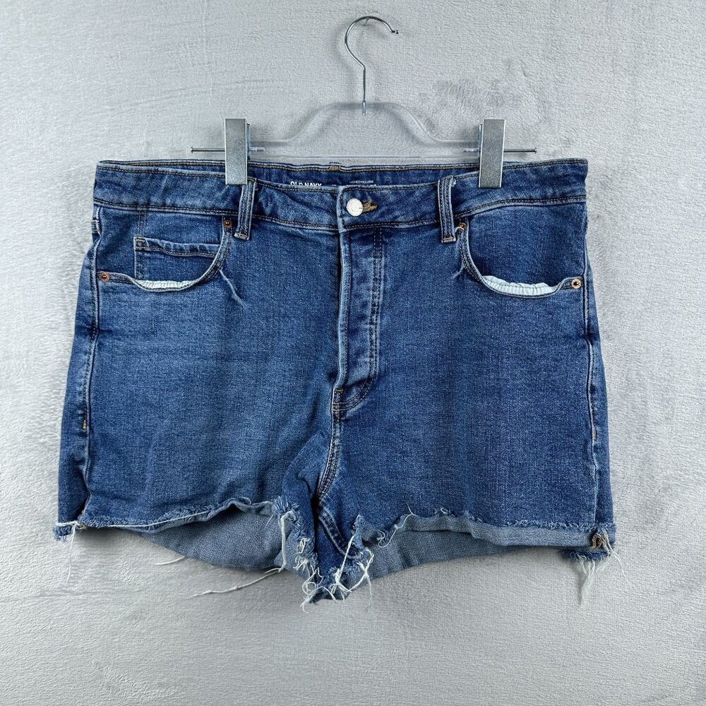 Old Navy Jeans Shorts Sky Hi A Line Secret Smooth Pockets Womens Blue Size 16